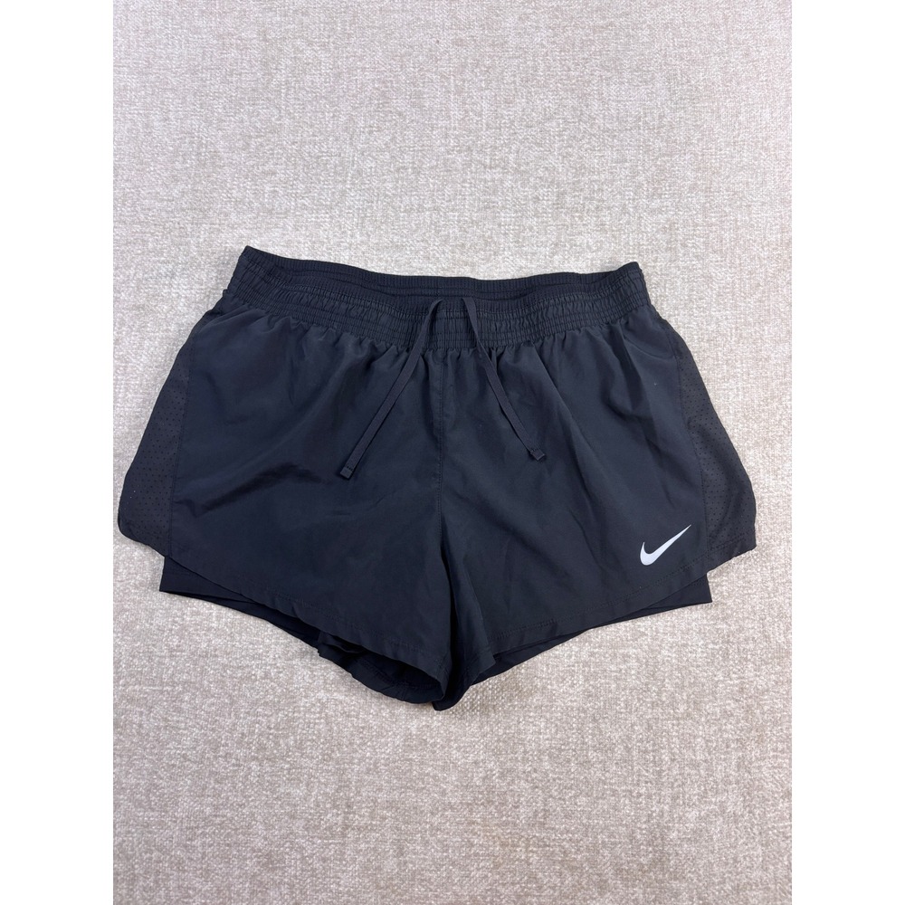 Nike Dri-FIT Womens Black 2-in-1 Running Shorts Compression Liner Large